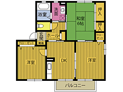 リバーサイドゆのはな 3DKの間取図画像
