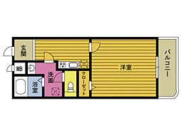 広町ハイツ 1Kの間取図画像