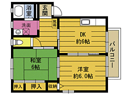 ソシアルハイツ 2DKの間取図画像