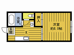 ドミトリームサシF 1Kの間取図画像