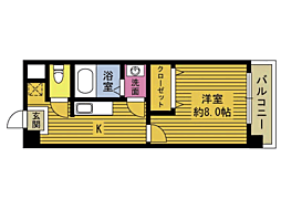 アムール鶴川 1Kの間取図画像