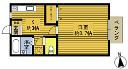 エスポワール安岐2 1Kの間取図画像