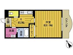 ウエストコート安岐 1Kの間取図画像