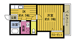 オーシャンヒルE 1DKの間取図画像