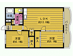 プラスハイツ須崎 2LDKの間取図画像