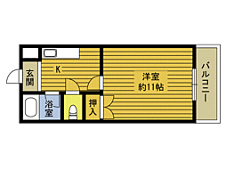 ベル大道 1階1Kの間取り