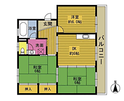 荒巻ビル 1階3DKの間取り