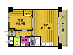 サザン・アヴェニュー金池 1LDKの間取図画像