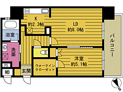 RJRプレシア大分駅前 1LDKの間取図画像