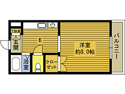 ジョイフル政所 4階1Kの間取り