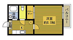 フォーブルグリーンタウンI 2階1Kの間取り