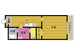エールトベーレ 5階1Kの間取り