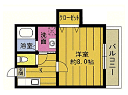 Ｒ60番館 2階1Kの間取り