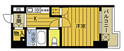 ベルエール大在 1Kの間取図画像