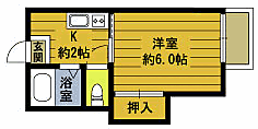 サニーハイツ丸山 1Kの間取図画像