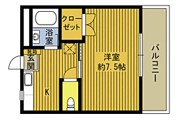 サニーパレス横田 1Kの間取図画像