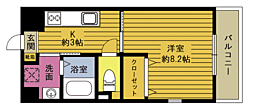 スカイヴィレッジ迫2番館 1Kの間取図画像