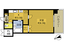 大在コーポ3 1Kの間取図画像