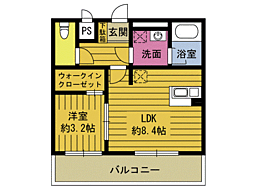 アージョスパジオ高松東 3階1LDKの間取り