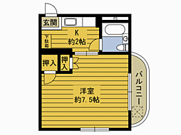 コーポラスＥＴＯ 5階1Kの間取り