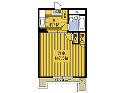 コーポラスＥＴＯ 5階1Kの間取り