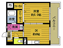アヴニールさくら 2階1DKの間取り