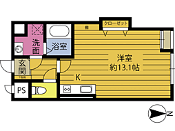 セゾン城崎 ワンルームの間取図画像