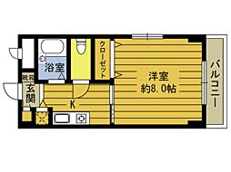 グレース松本 1Kの間取図画像