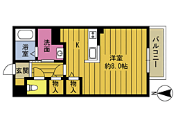 サンライズ 1階ワンルームの間取り