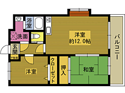 S.アディ中浜 2LDKの間取図画像