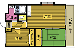 S.アディ中浜 2LDKの間取図画像
