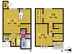 ヴィブレ光町 2LDKの間取図画像