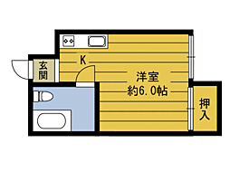 みなとビル 1DKの間取図画像