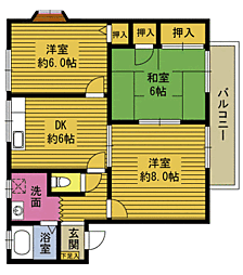 シャルマン21 2階3DKの間取り