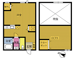 プロスペリタ羽田 2階1LDKの間取り