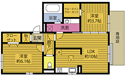アスール 2LDKの間取図画像