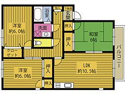 ハウスオーキッドA 3LDKの間取図画像