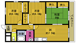 第2クレスト河野ビル 3DKの間取図画像