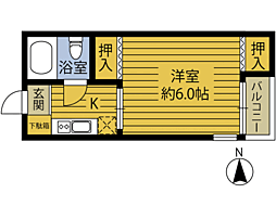 コーポかどやV 3階1Kの間取り