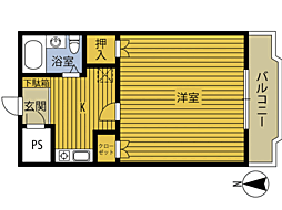 カレッジハウス20 2階1Kの間取り