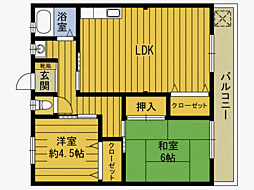 グリーンビル羽屋 2LDKの間取図画像