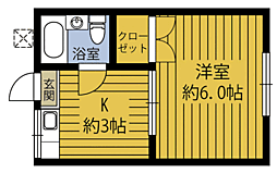 第1コーポ伊藤 1Kの間取図画像