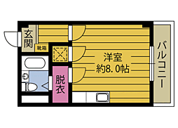 メゾン府内大橋 ワンルームの間取図画像