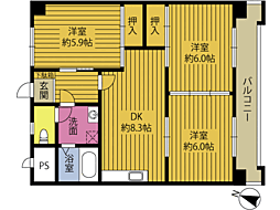 なんえいビル 3DKの間取図画像