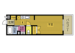 レモンテラスわさだ ワンルームの間取図画像