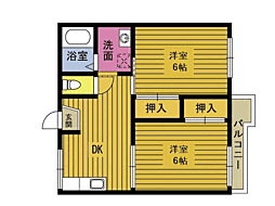 グレイスコートC 2DKの間取図画像