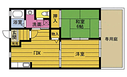リリィおしの台B 2DKの間取図画像