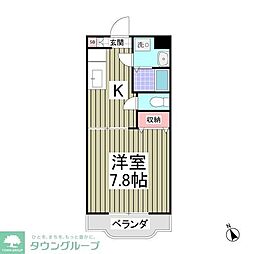 リュミエール1 1Kの間取図画像