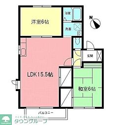 サミットハイムB 2LDKの間取図画像