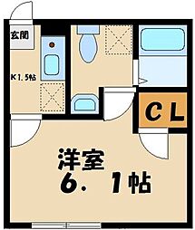 本厚木レジデンス 1Kの間取図画像